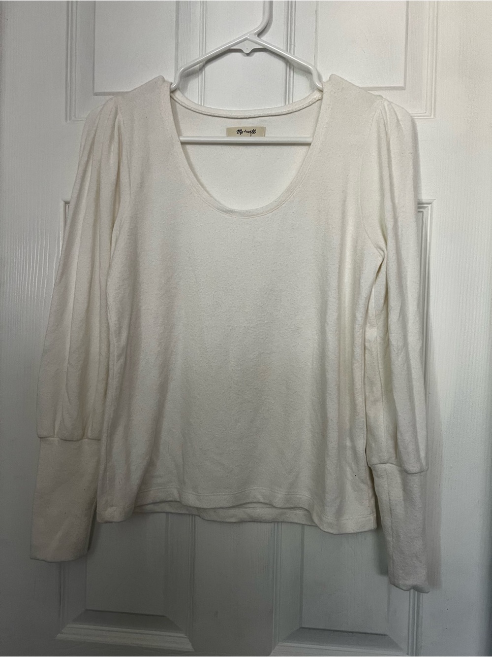 Madewell Cream Scoop Neck Long Sleeve Top